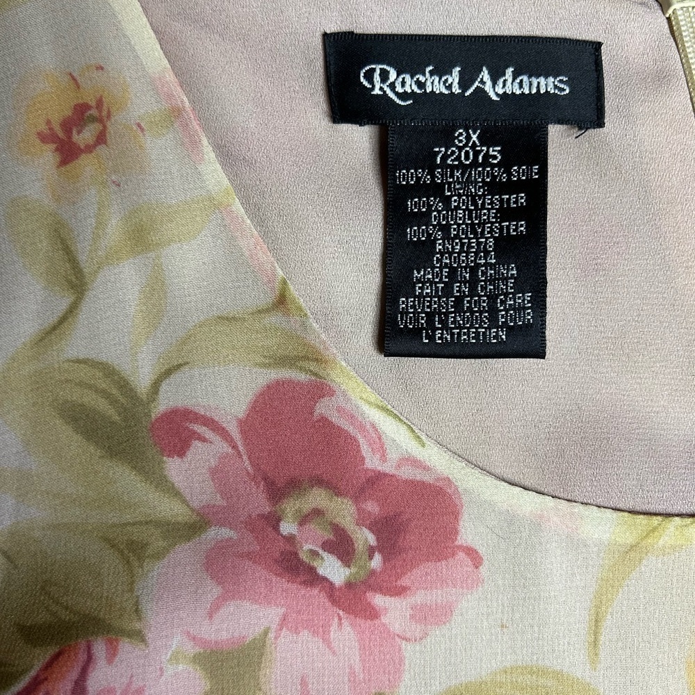 Rachel Adams 3X Silk Floral Maxi Dress Pastel Garden Print Boho Flowy Fairy Plus - Picture 4 of 4